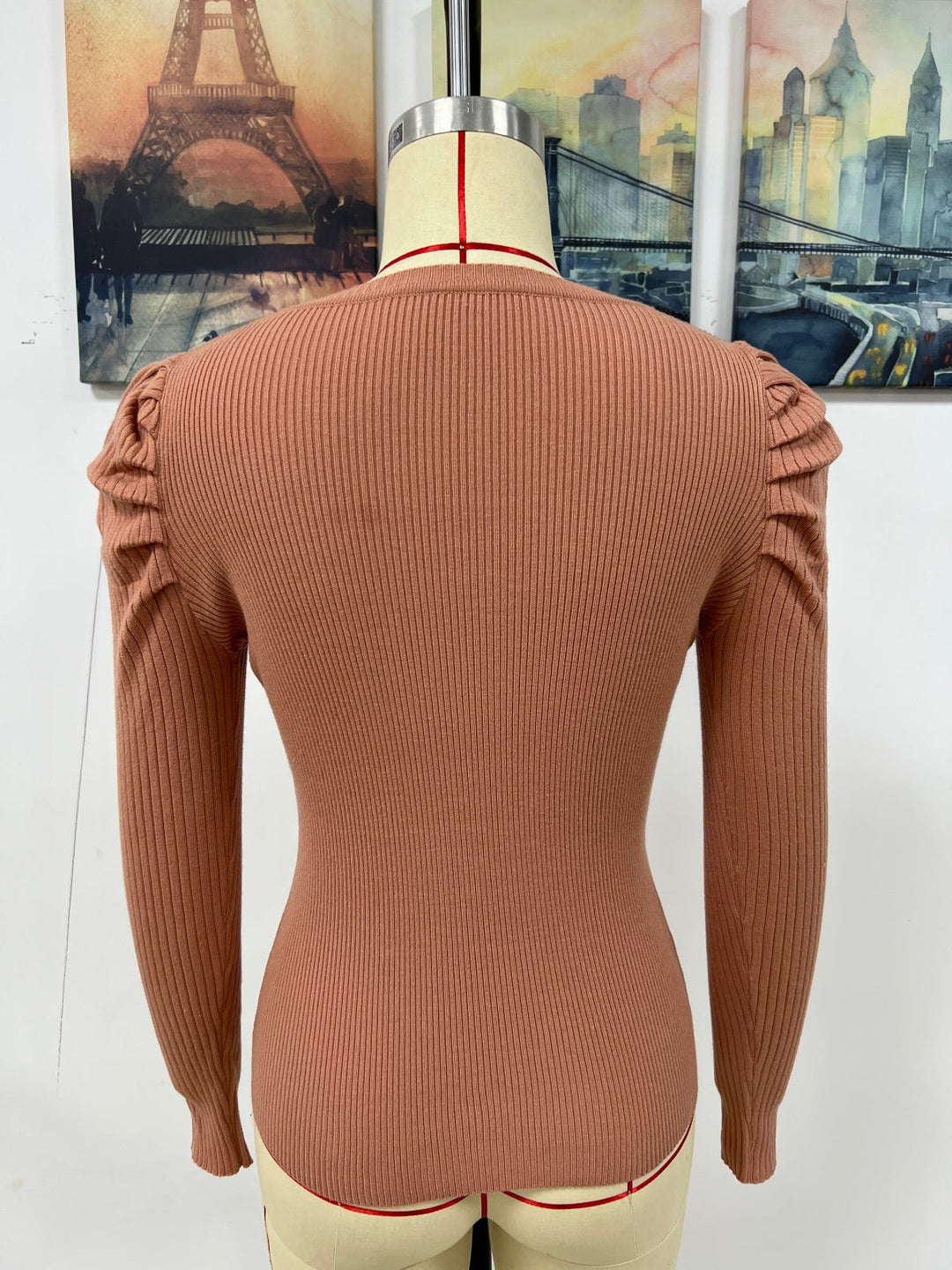 Round Neck Puff Sleeve Sweater