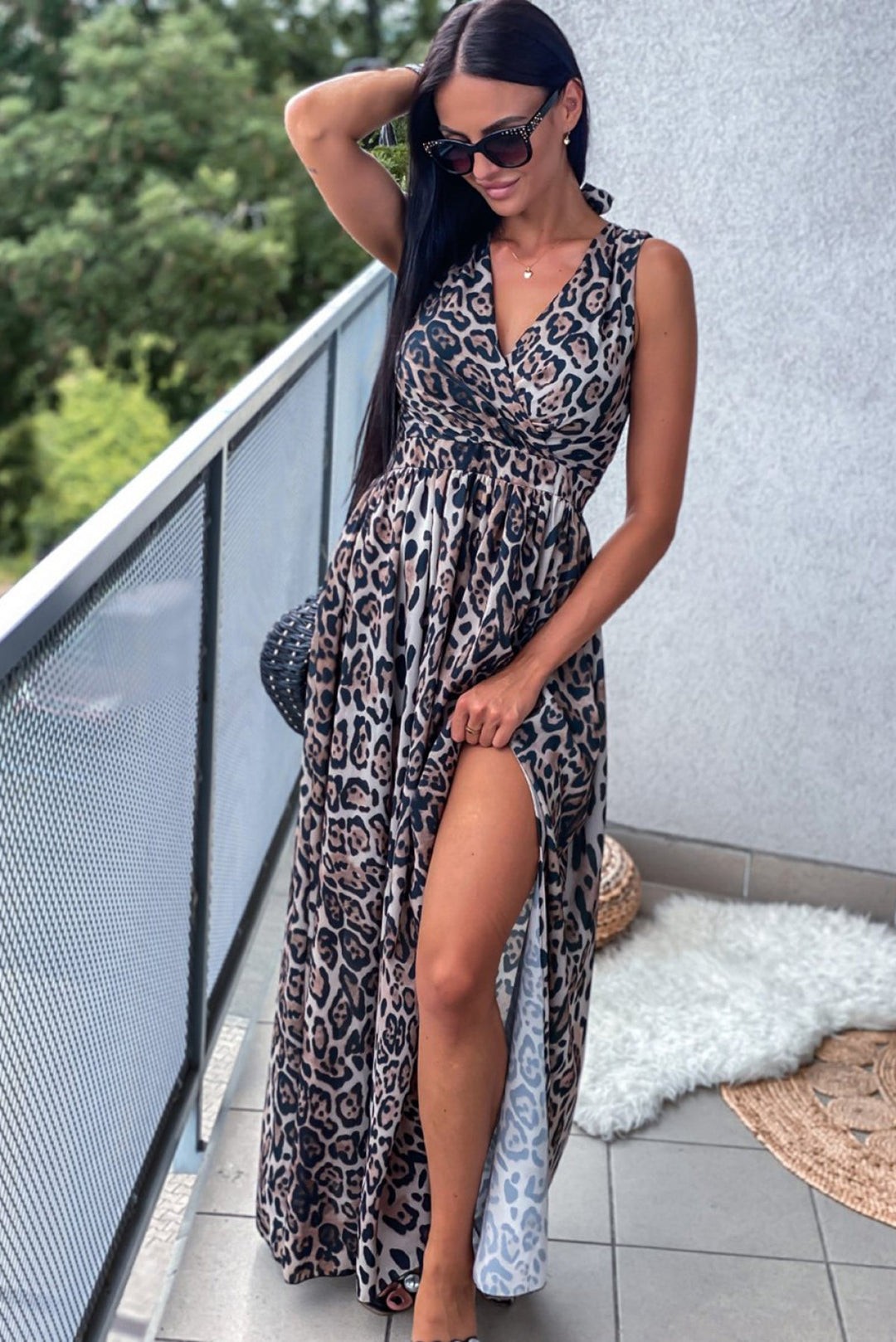 Back Leopard Dress - Maxi Dress