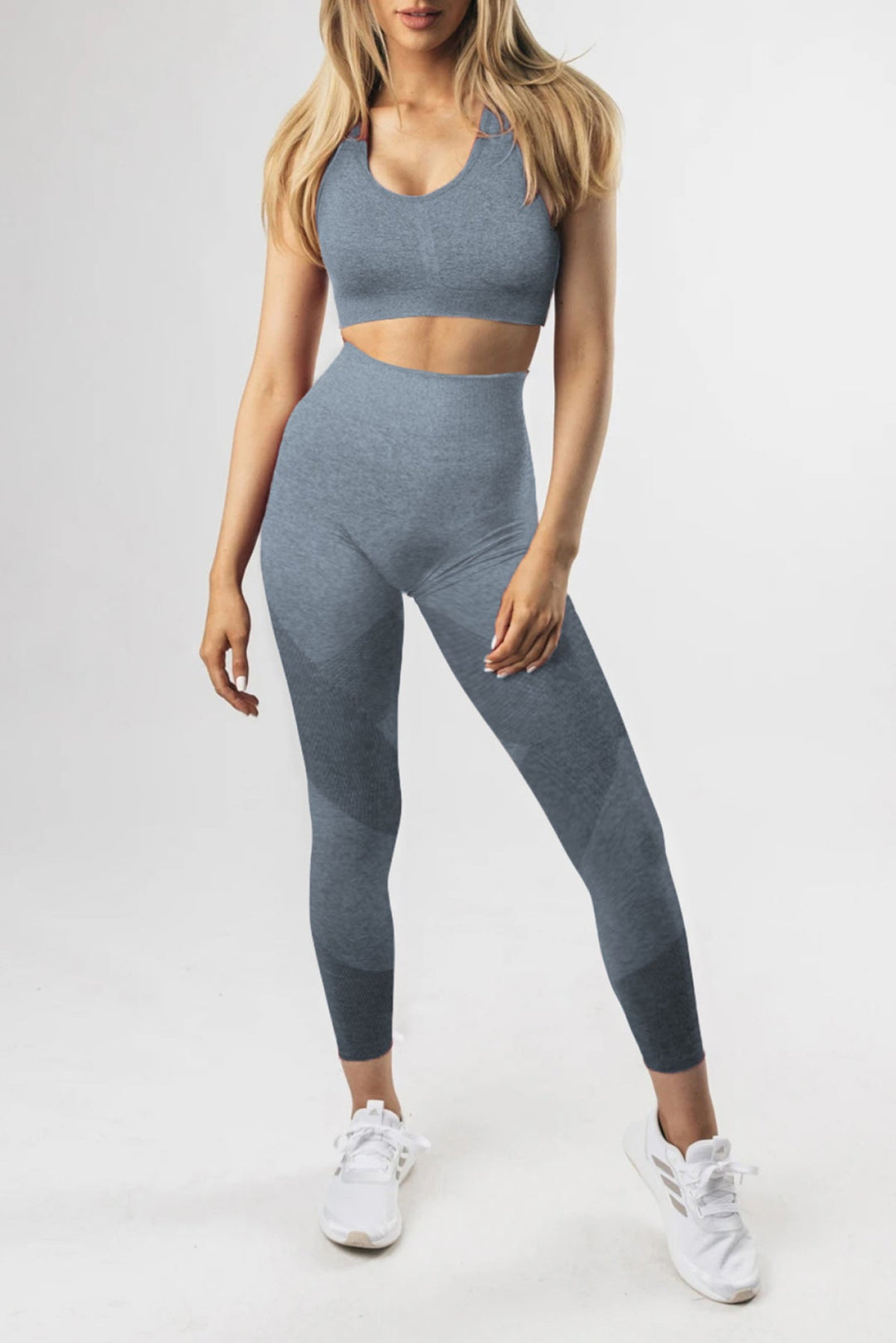 Blue Criss Cross Bra And High Waist Leggings - Sports Wear