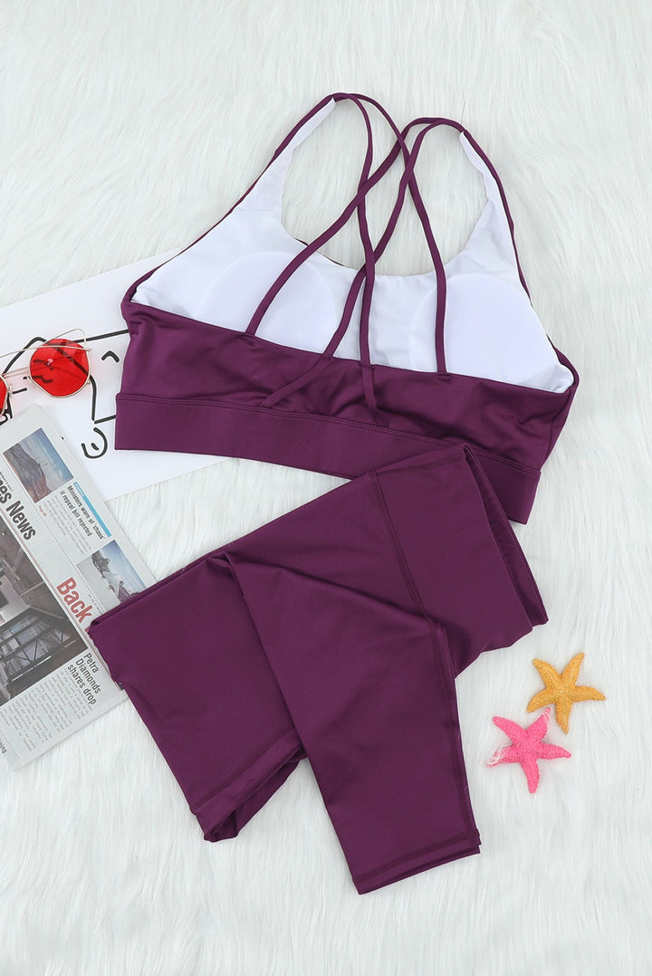 Crisscross Back Sports Bra Leggings Set
