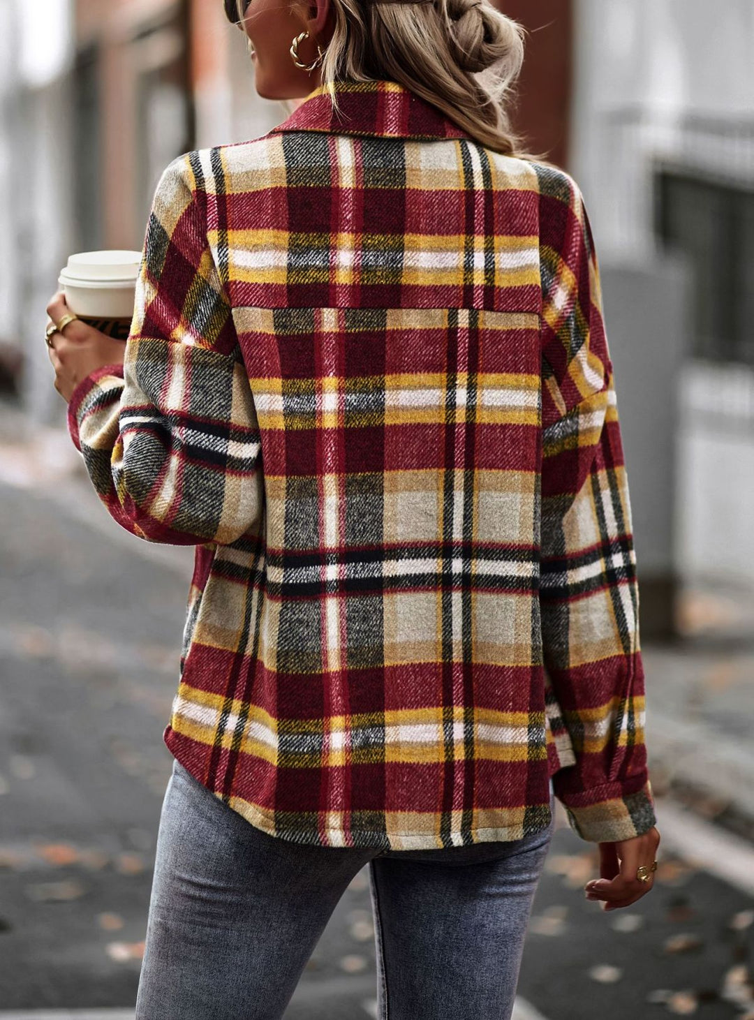 Long Sleeve Plaid Jacket