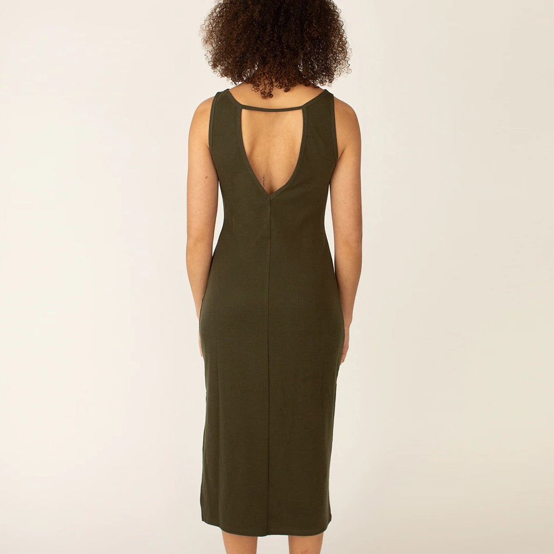 Solid Front and Back Reversible Slit Tube Dress