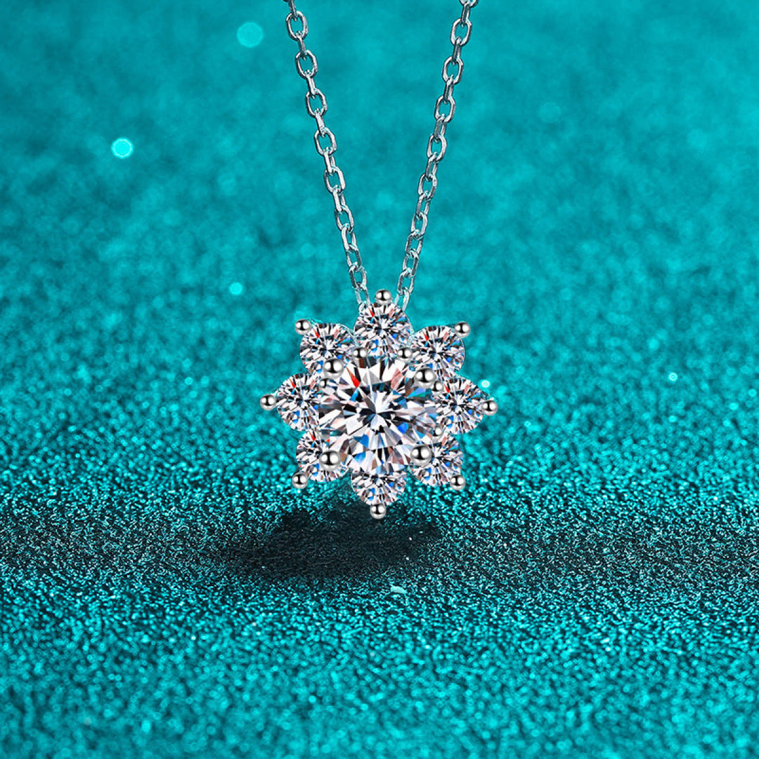 925 Sterling Silver Sun Flower Moissanite Necklace