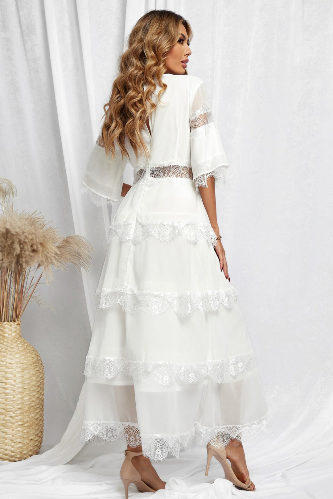 Swiss Dot Layered Dress - Long Dress