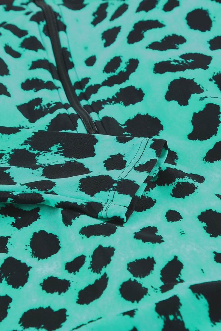 Leopard Print Zipper Cut-Out Swimsuit