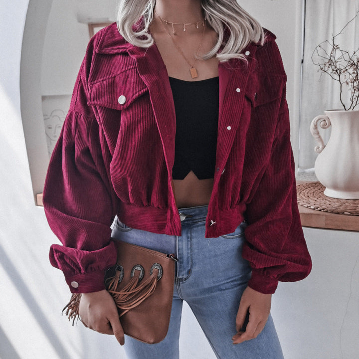 Casual Balloon Long-Sleeved Corduroy Jacket