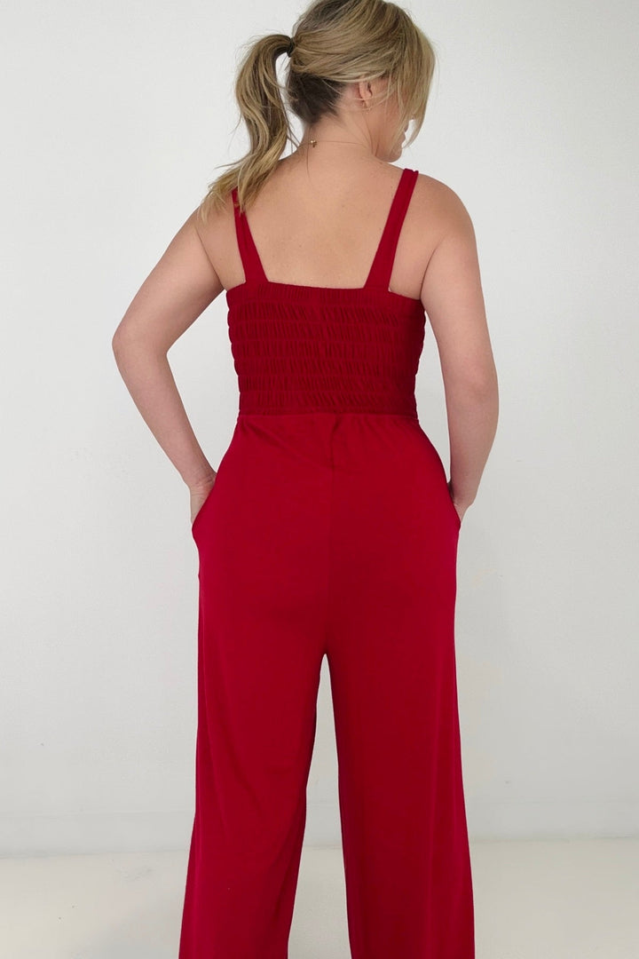 Smocked Wide Leg Jumpsuit