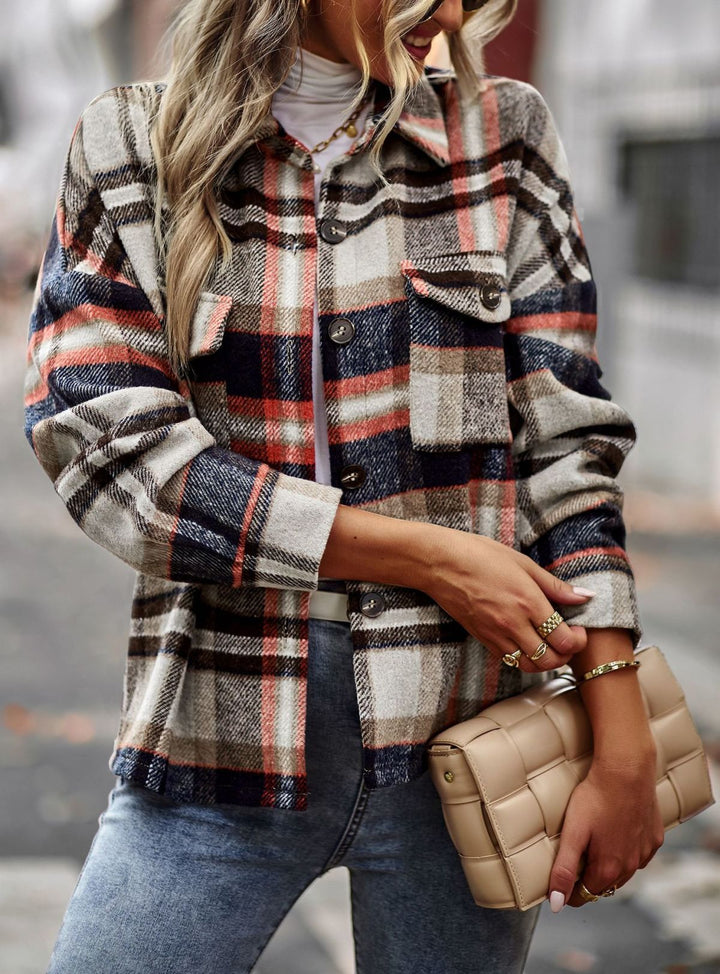 Long Sleeve Plaid Jacket