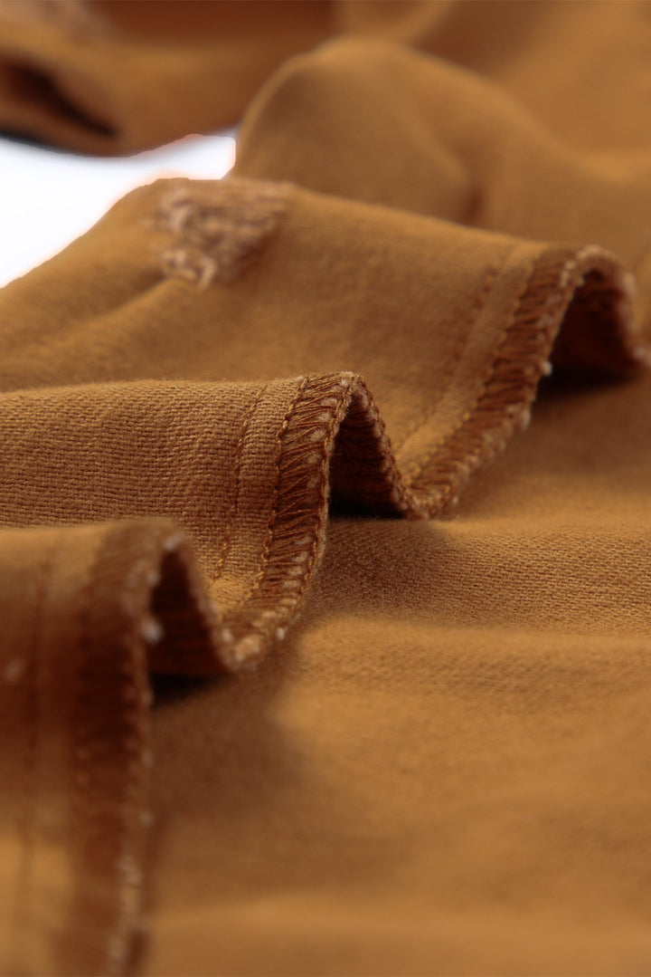 Distressed Raw Hem Straight Leg Jeans
