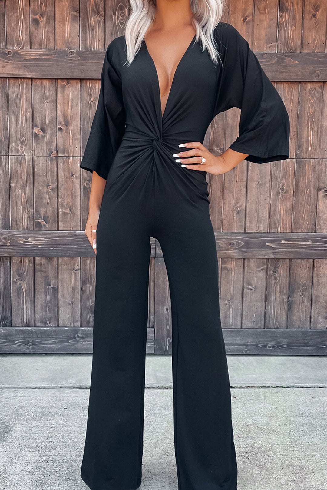 Deep V Neck - Twisted Jumpsuit