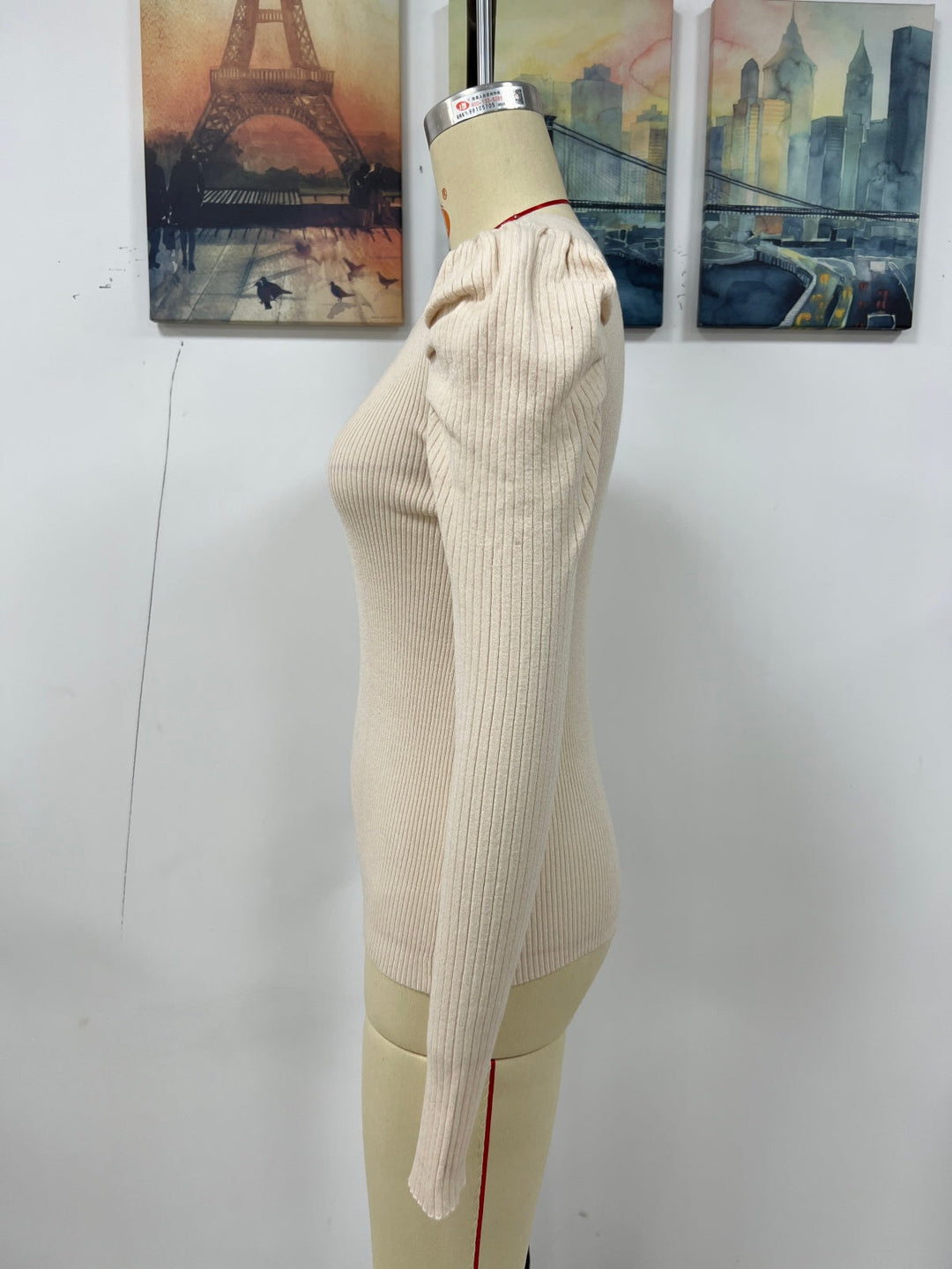 Round Neck Puff Sleeve Sweater