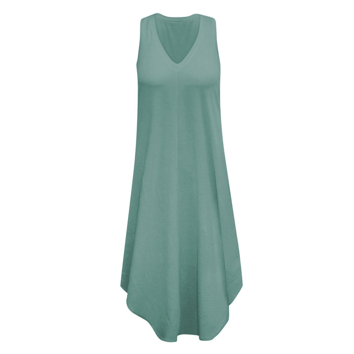 Solid Sleeveless Asymmetric Maxi Dress