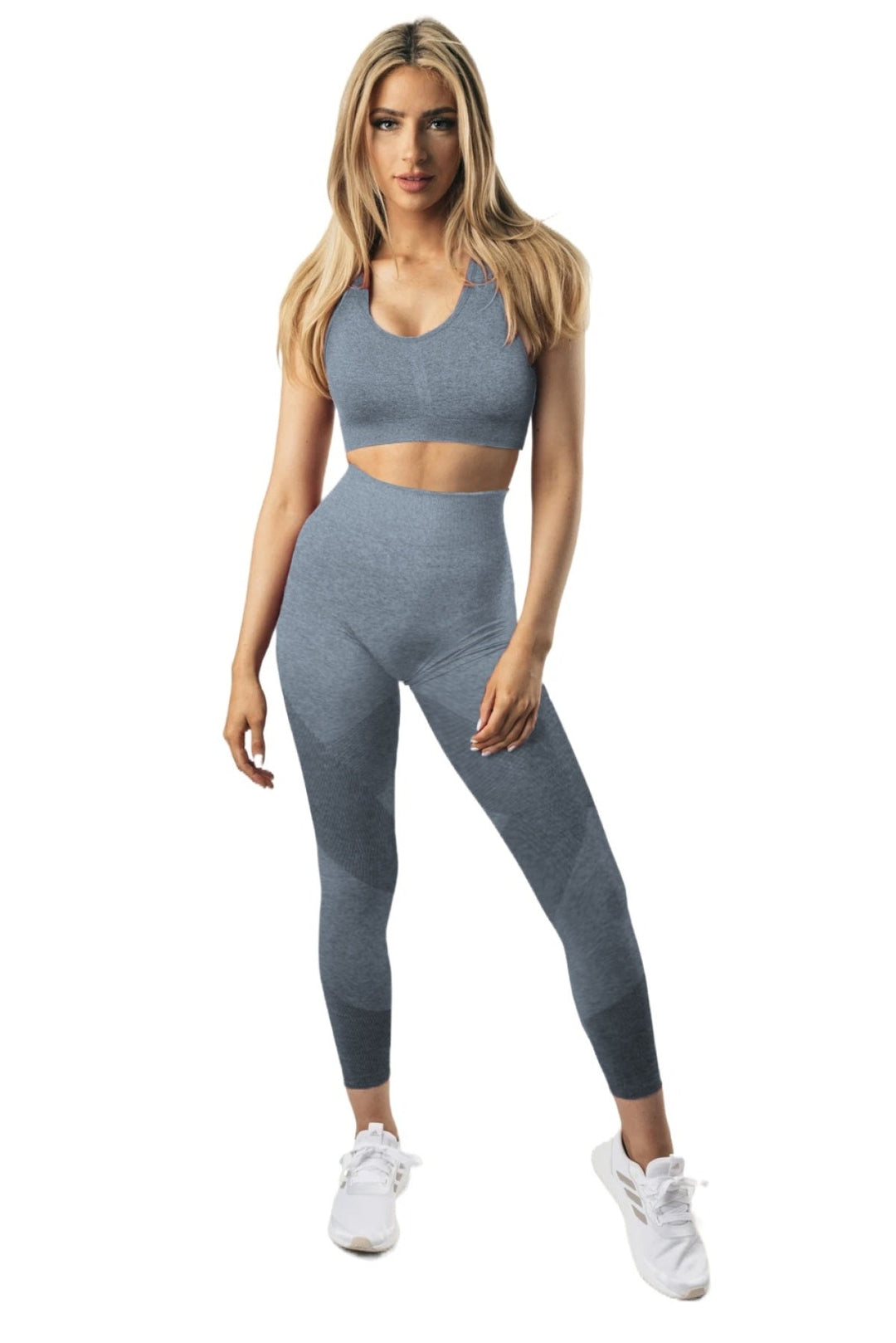 Blue Criss Cross Bra And High Waist Leggings - Sports Wear