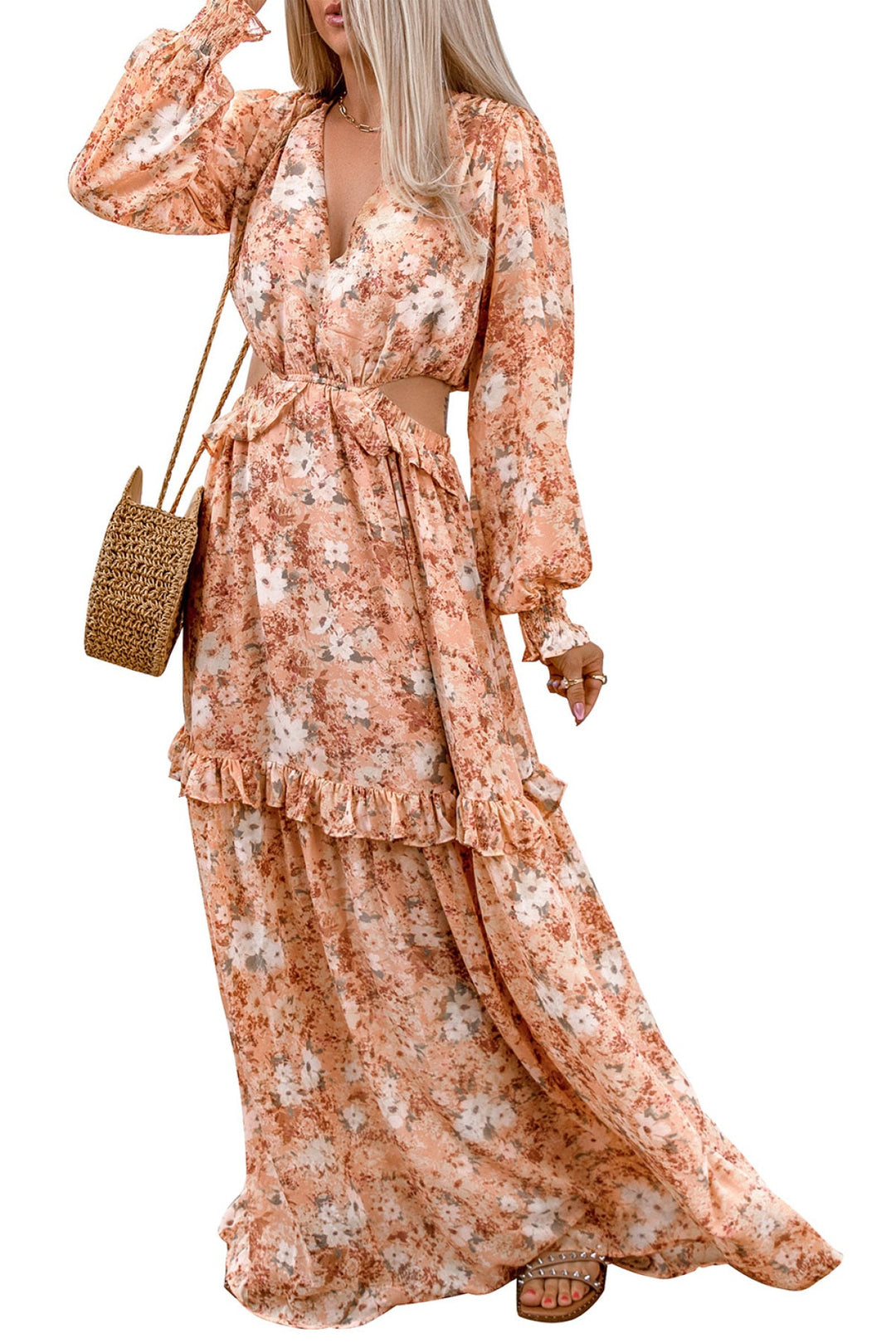 Apricot Floral Dress