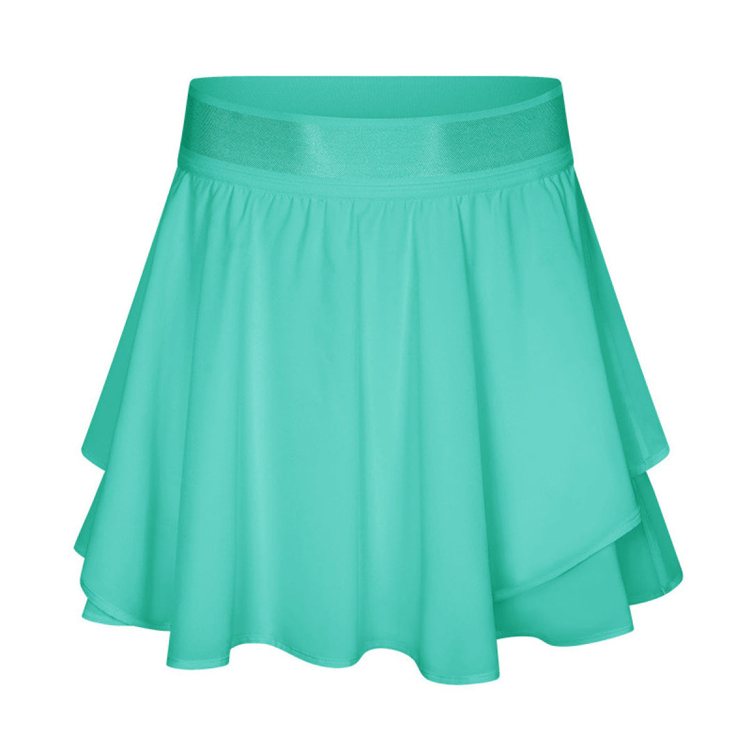 Elastic Waist Ruffle Skirt With Inside Pocket