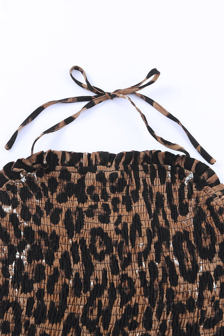 Leopard Halter Neck Wide Leg Jumpsuit