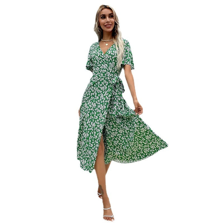 Ditsy Floral Surplice Tie Waist Dress