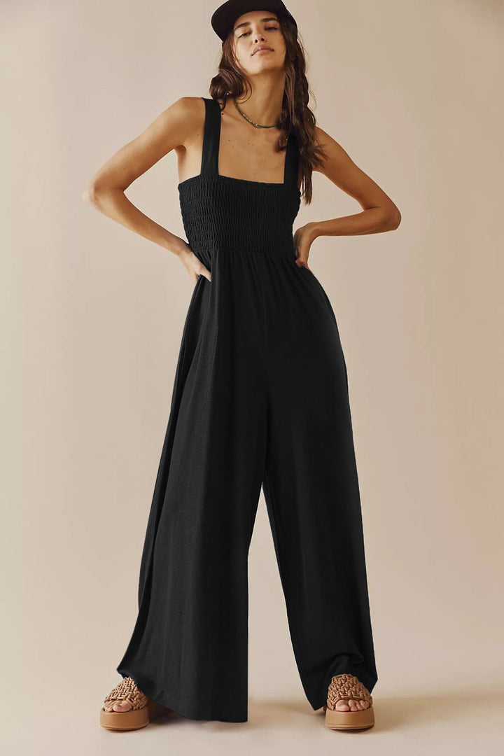 Smocked Wide Leg Jumpsuit