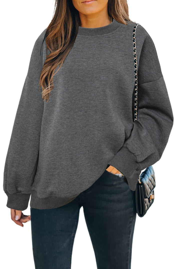Solid Drop-Shoulder Pullover Sweatshirt
