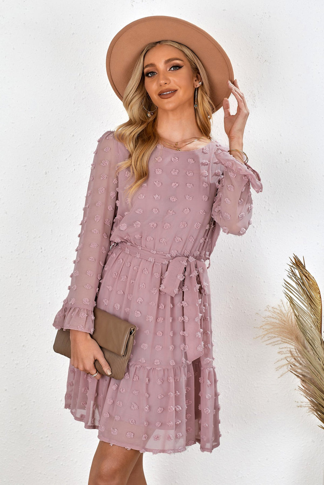 Fuzzy Ruffled Dress - Mini Dress