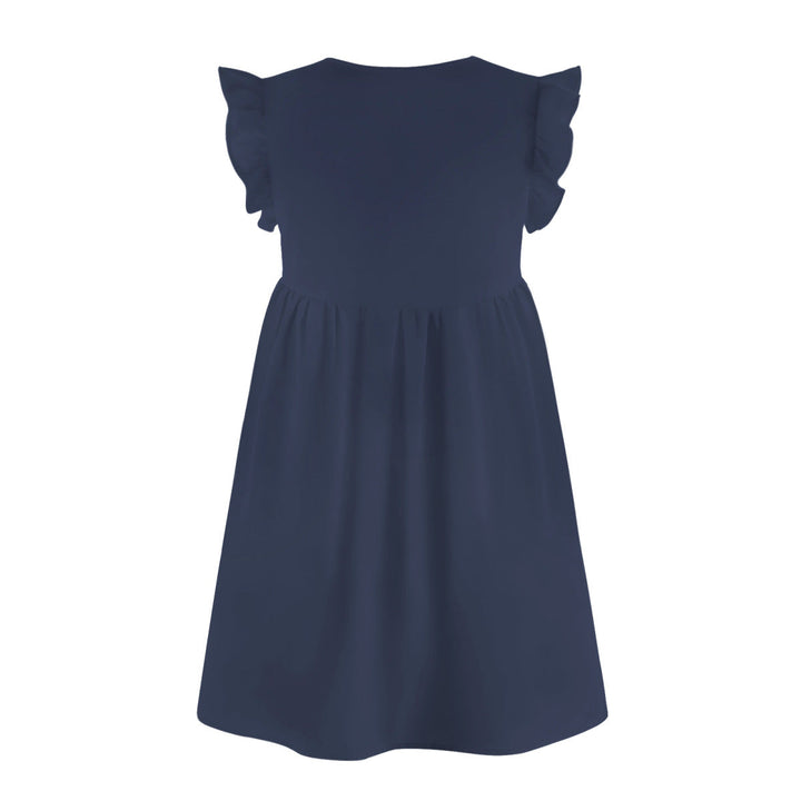 V-neck Solid Color Ruffle Sleeve A-line Mini Dress