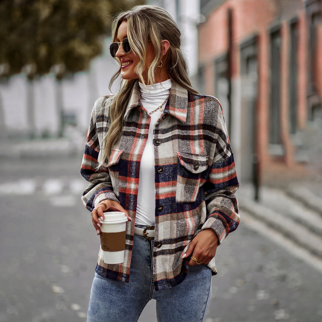 Long Sleeve Plaid Jacket