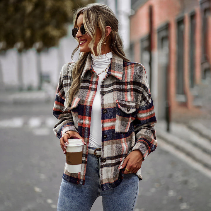Long Sleeve Plaid Jacket