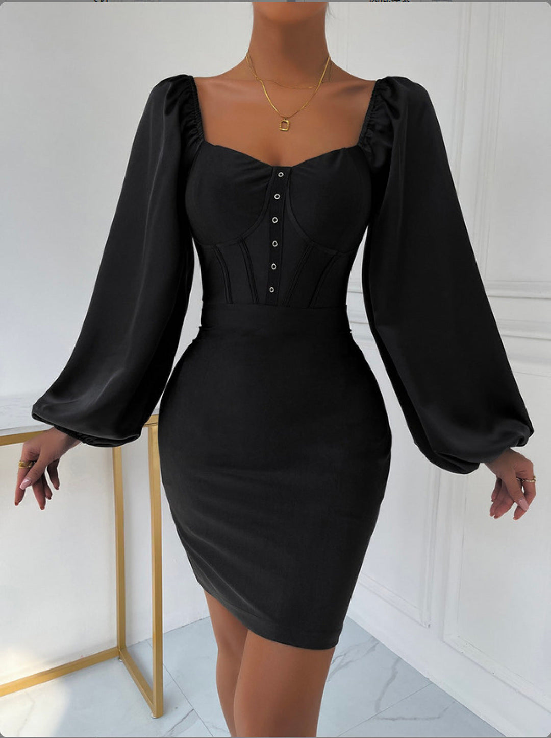 Waist Boning Mini Dress