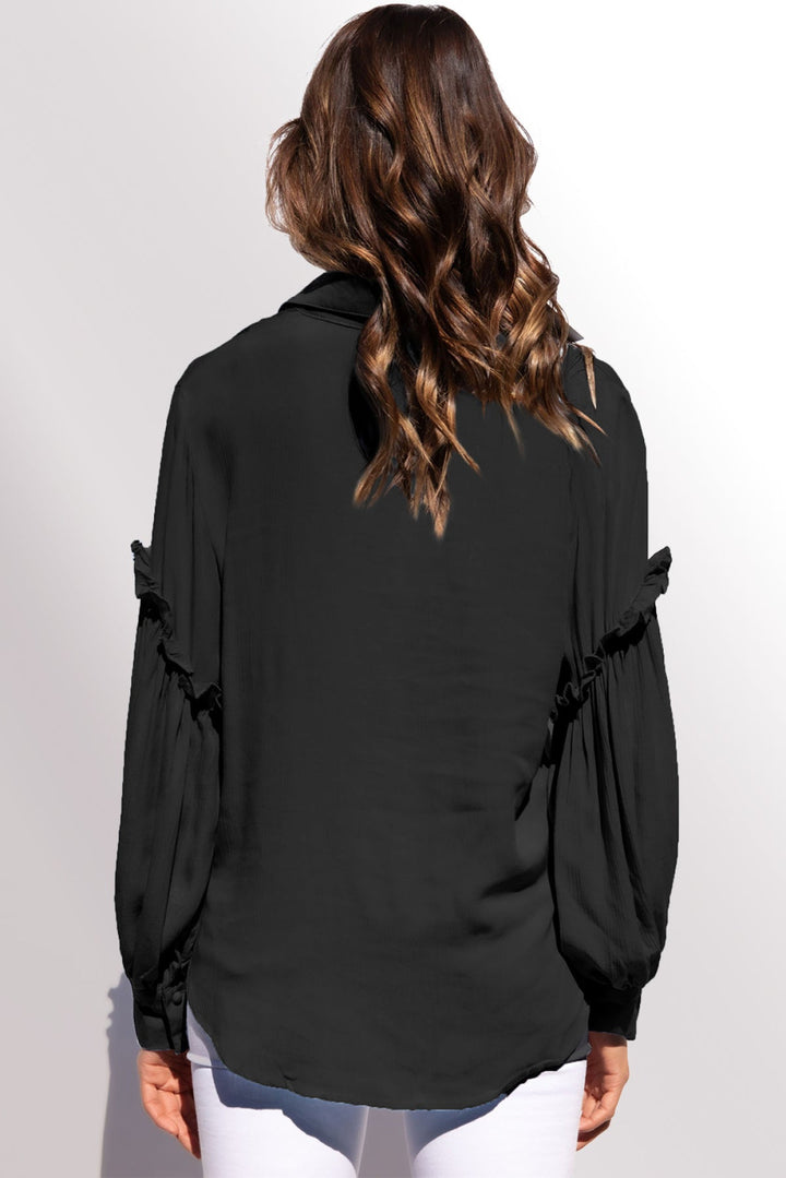 Ruffled Patchwork Loose Shirt