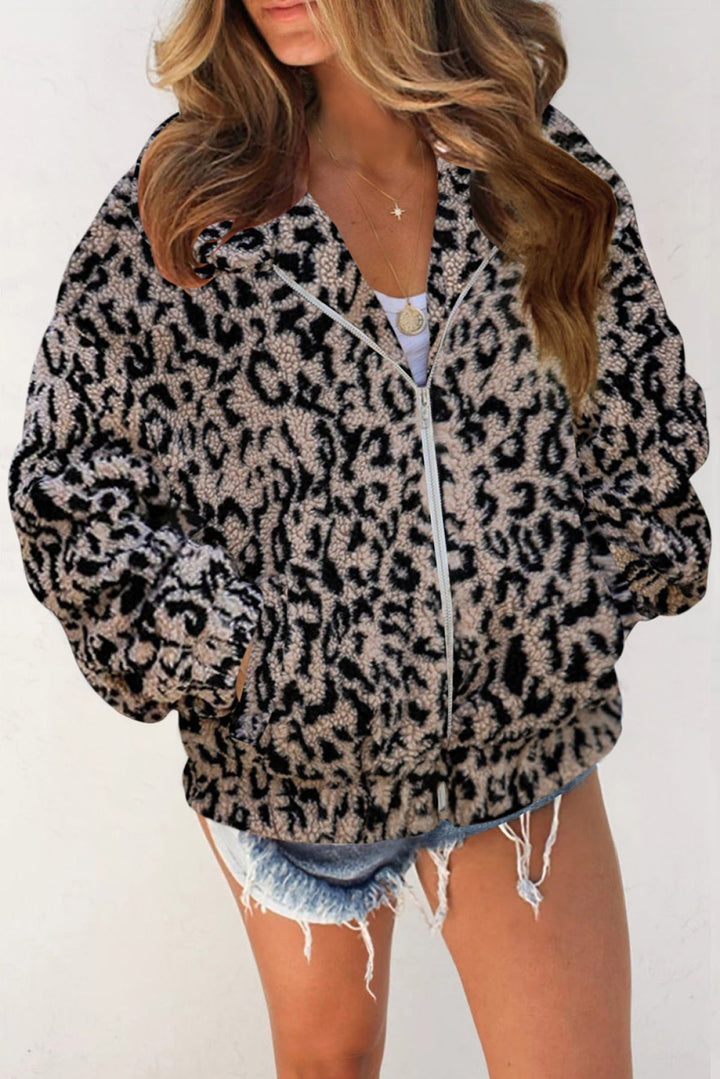 Leopard Print Sherpa Jacket Coat
