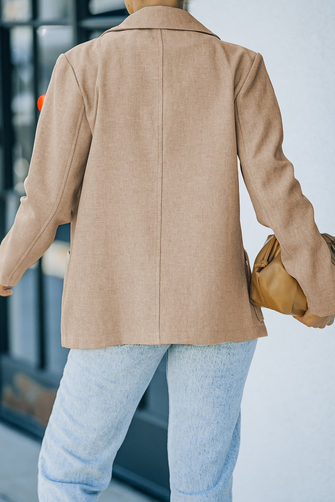 Buttoned Lapel Collar Blazer
