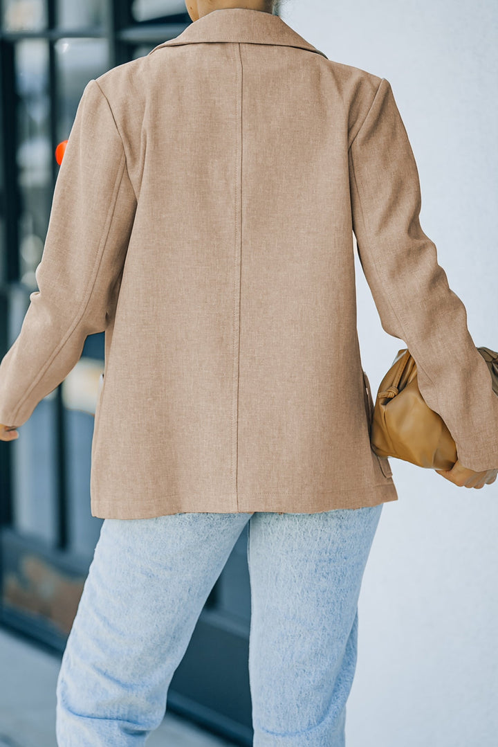 Buttoned Lapel Collar Blazer