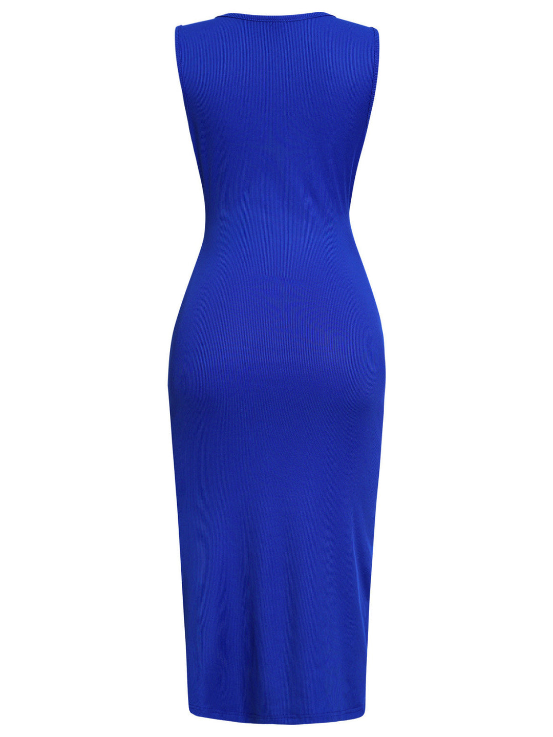 Solid V-Neck Cut Out Slit Tube Dress