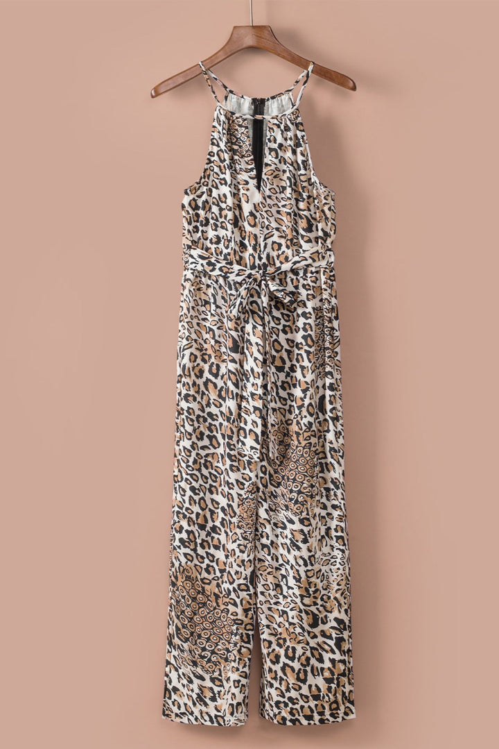 Leopard Sleeveless Cropped Jumpsuit