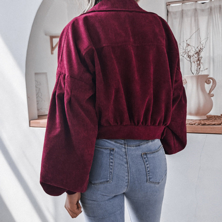 Casual Balloon Long-Sleeved Corduroy Jacket