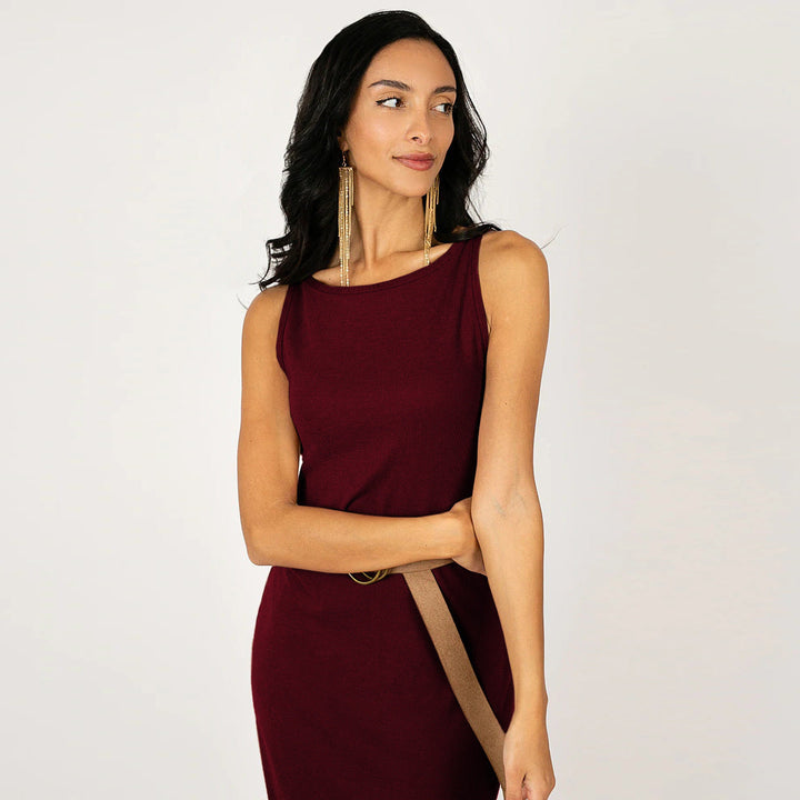 Solid Front and Back Reversible Slit Tube Dress