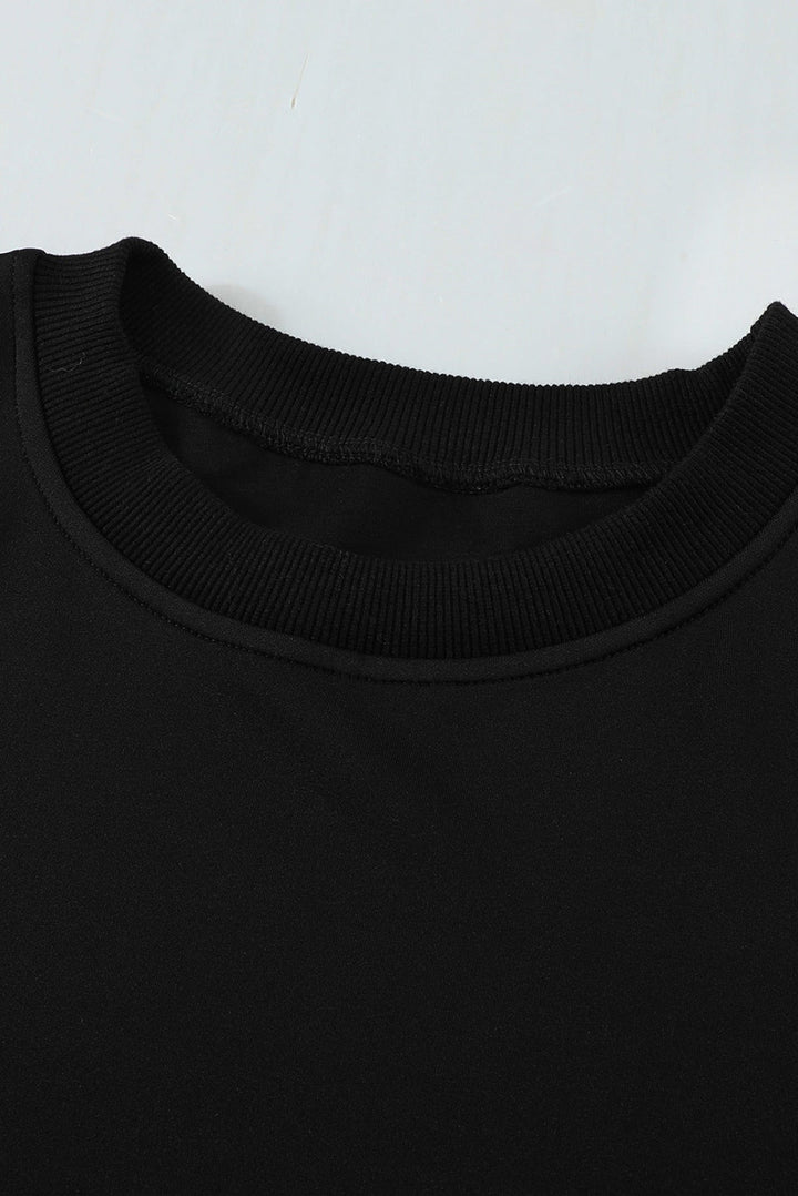 Solid Drop-Shoulder Pullover Sweatshirt