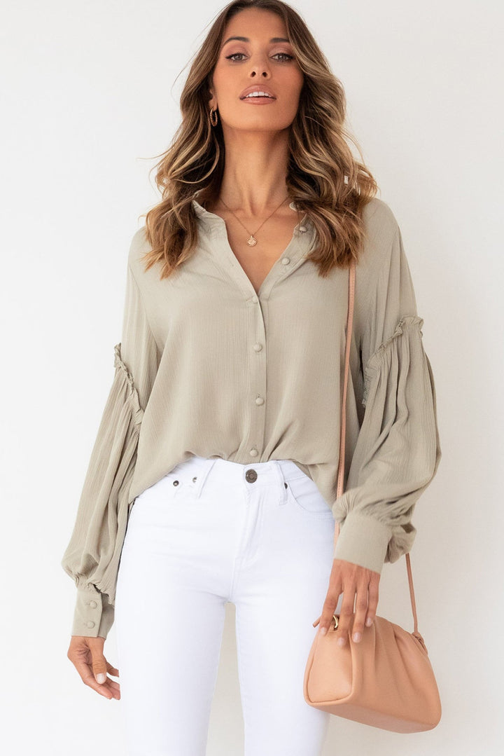 Ruffled Patchwork Loose Shirt