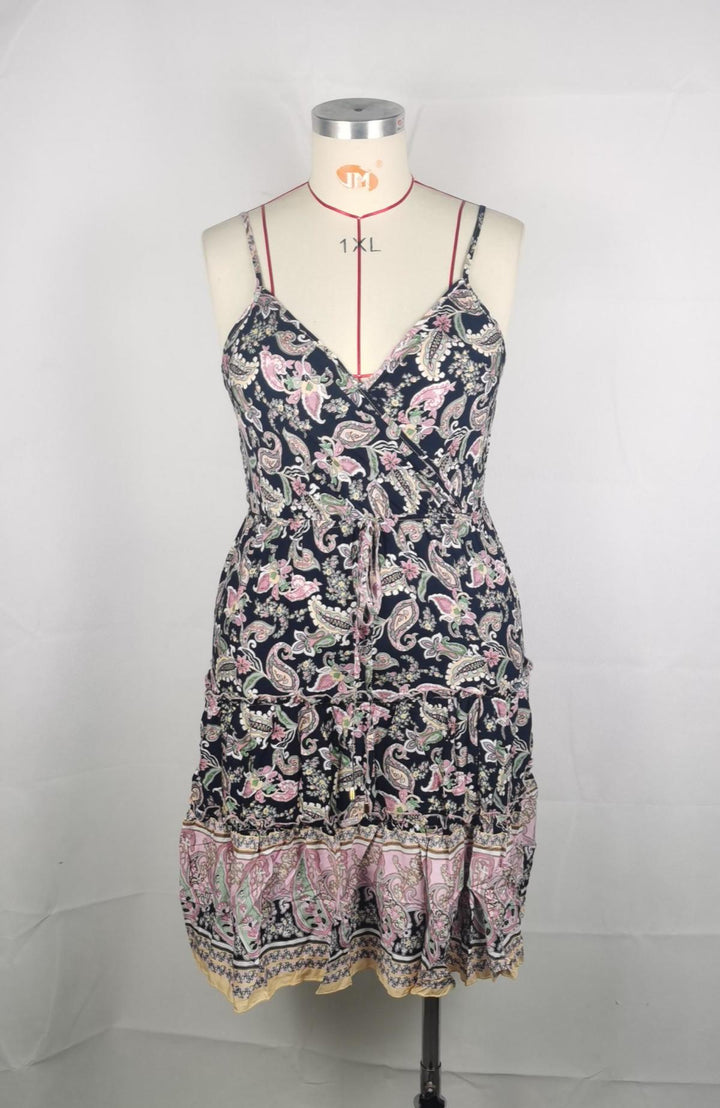 Boho Floral Sleeveless Belted Cami Dress