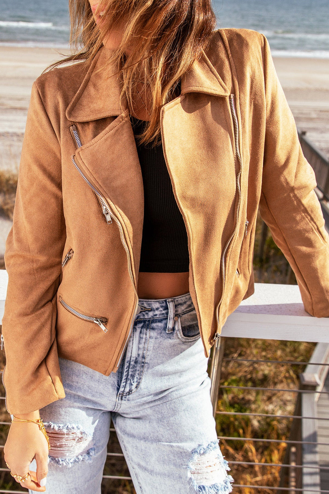 Zipped Notch Short Jacket
