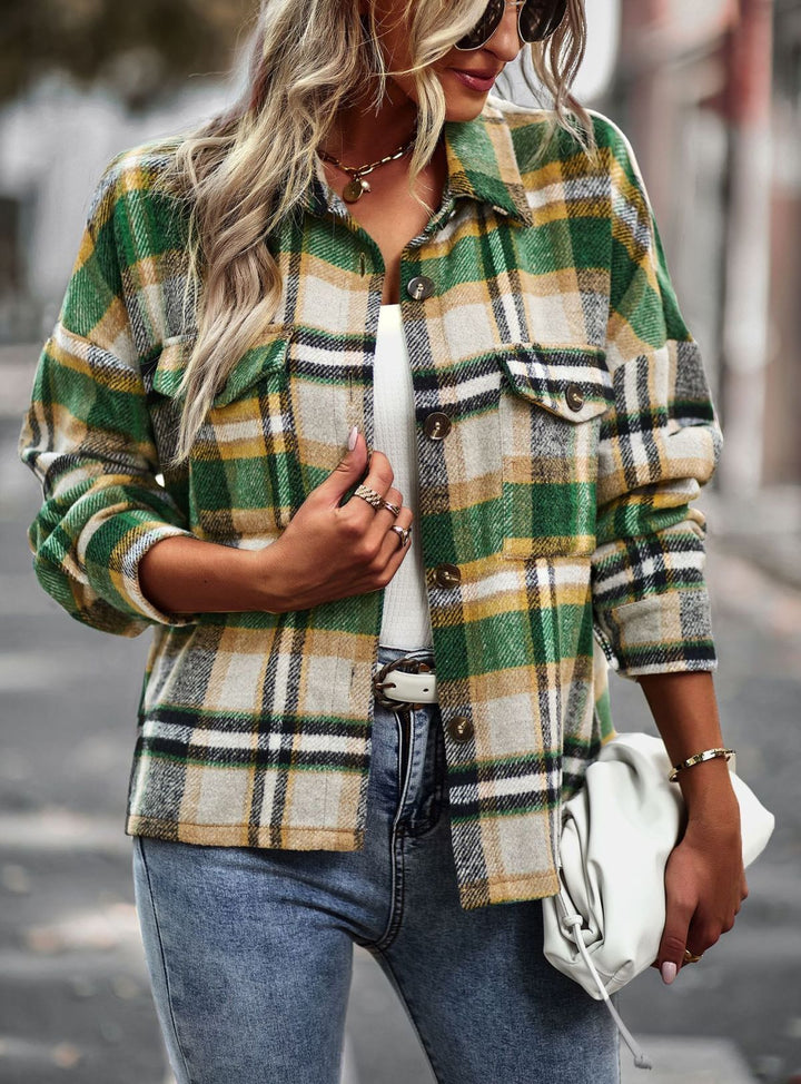 Long Sleeve Plaid Jacket