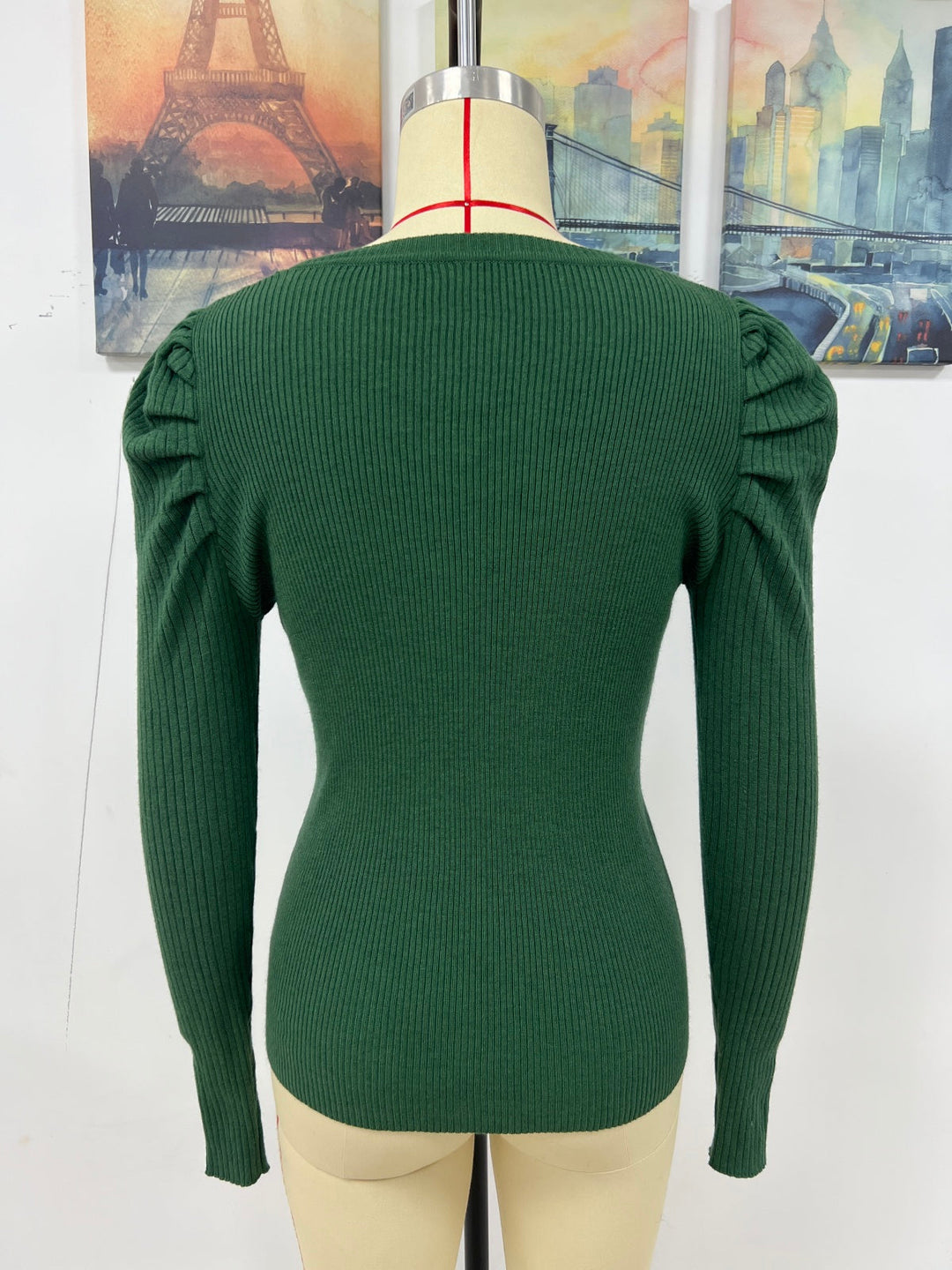 Round Neck Puff Sleeve Sweater