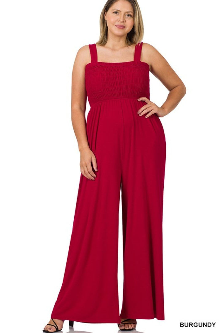 Smocked Wide Leg Jumpsuit