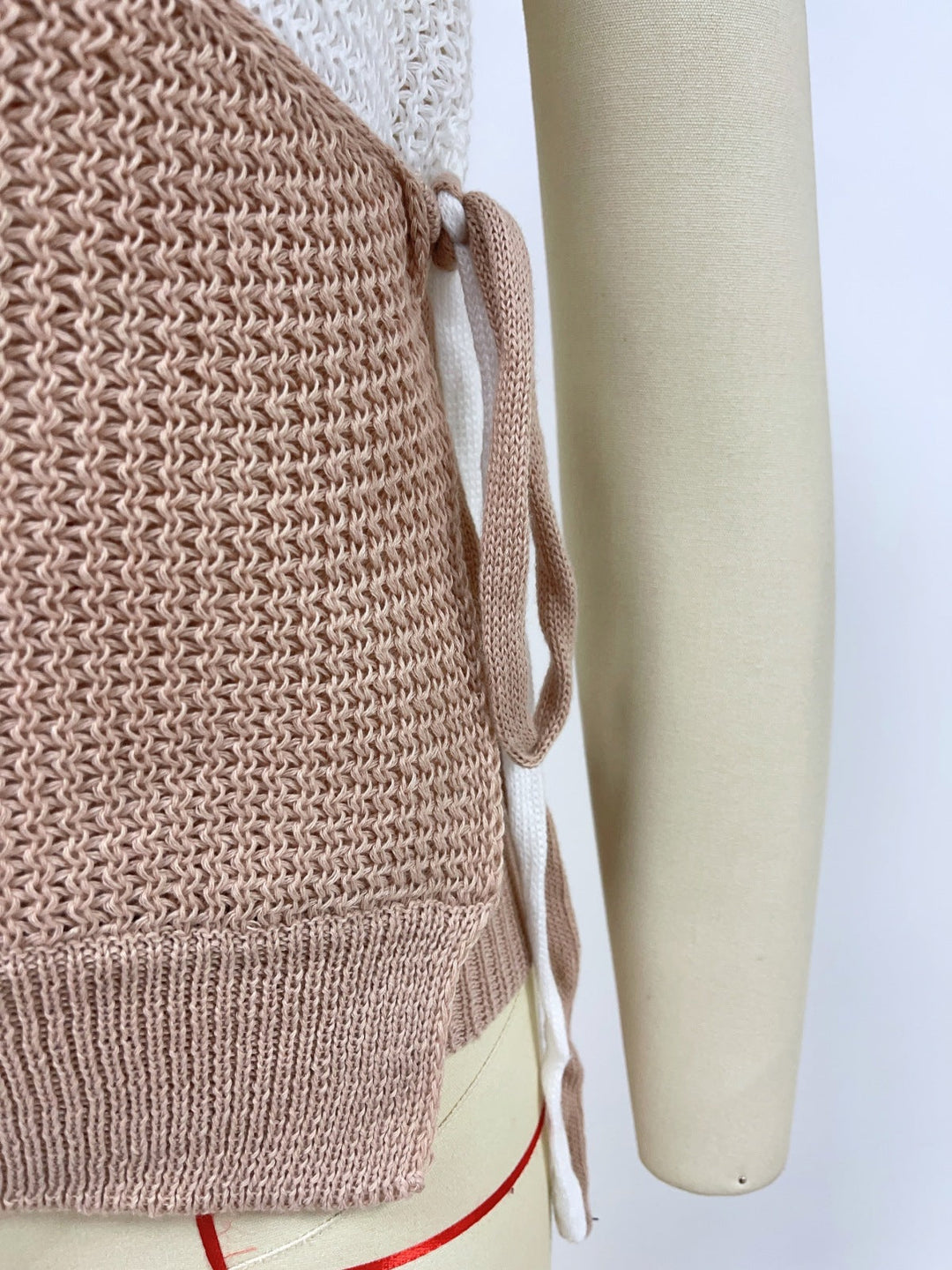 V-Neck Patchwork Knot Fold Sleeveless Top