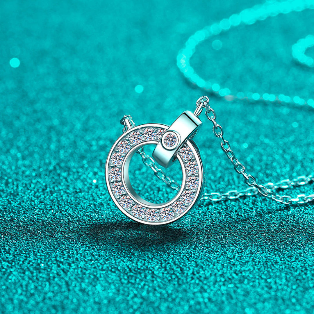 S925 Sterling Silver Moissanite Circle Pendant Necklace