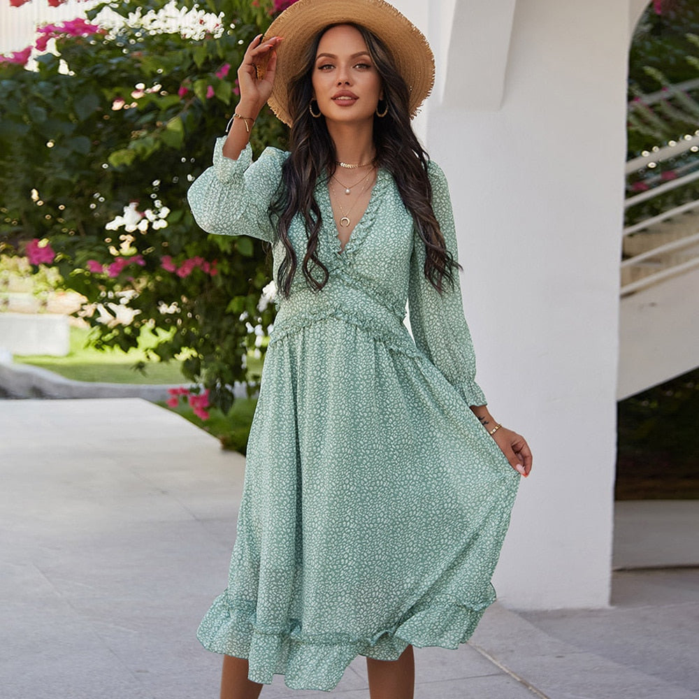 Polka Dot Boho Style Beach Dress