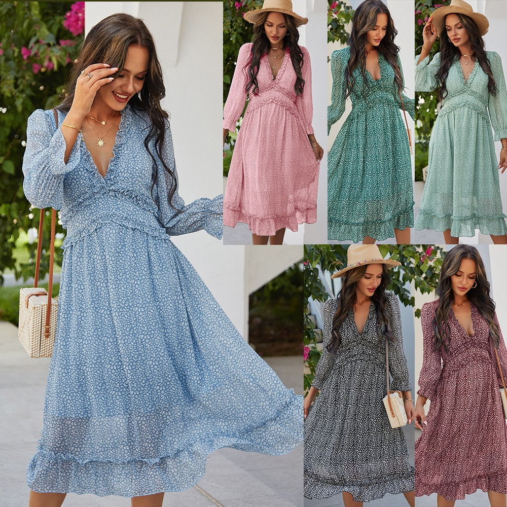 Polka Dot Boho Style Beach Dress
