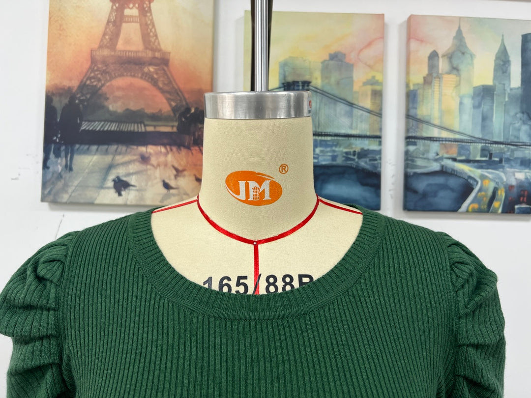 Round Neck Puff Sleeve Sweater