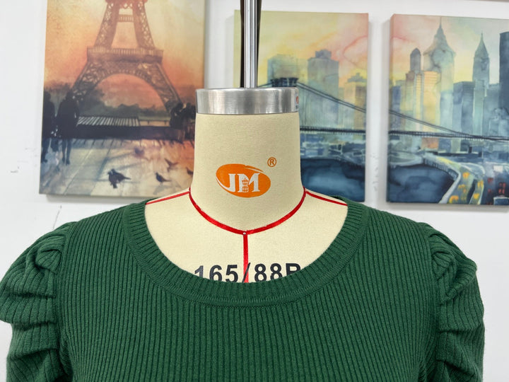 Round Neck Puff Sleeve Sweater