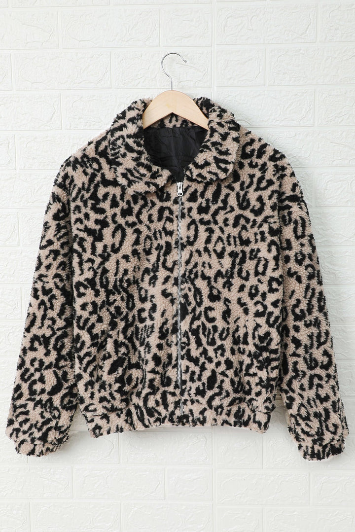 Leopard Print Sherpa Jacket Coat